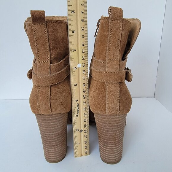 Lucky Brand Women's Suede Latonya Zip up buckle detail Heel Ankle Boots Size 8.5 - Picture 4 of 12
